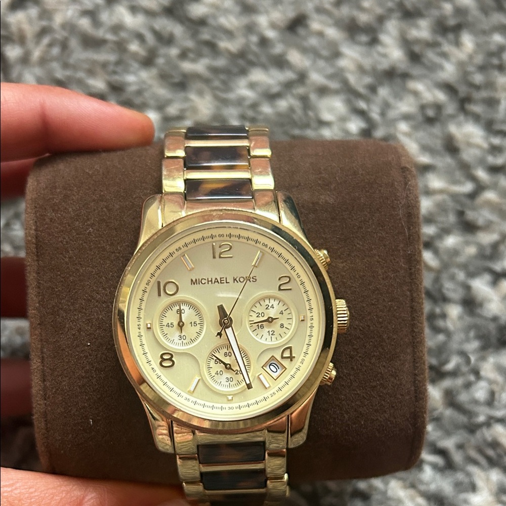 Michael Kors Gold and Tortoise Shell Watch